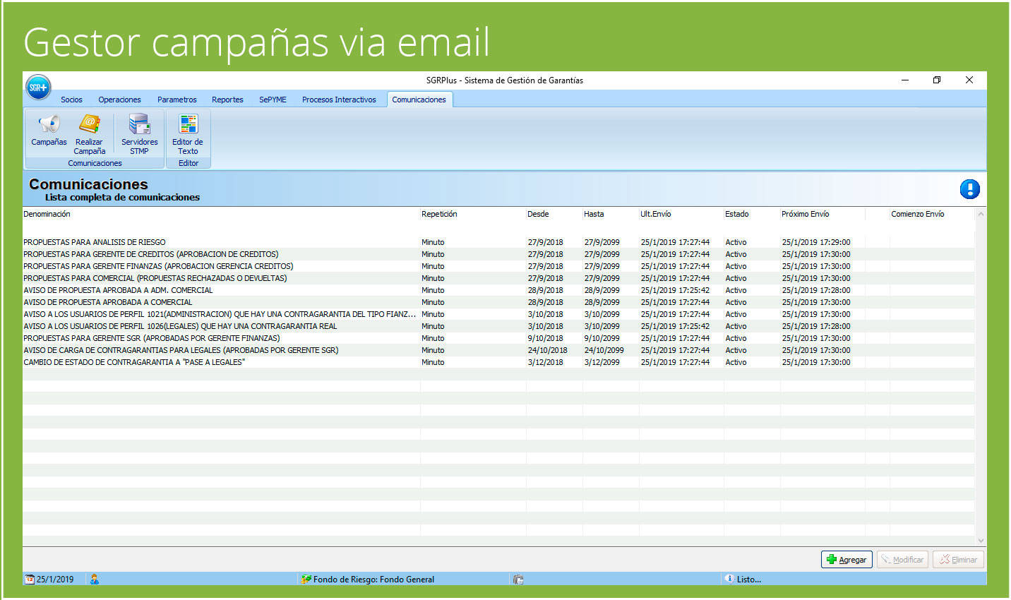 Gestor campañas via email
