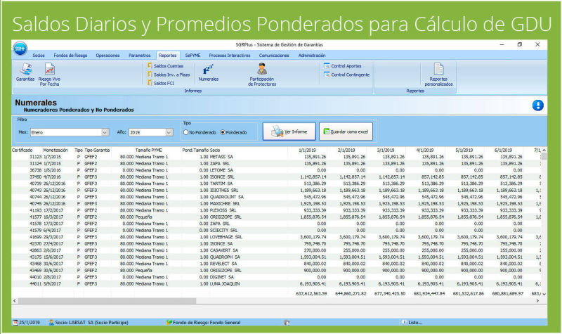 Saldos Diarios y Promedios Ponderados para Cálculo de GDU